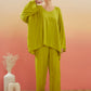 InWeave Women's Pear Green Solid Boho Full Sleeve Coord Set - Swadesiicart