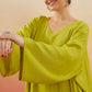 InWeave Women's Pear Green Solid Boho Full Sleeve Coord Set - Swadesiicart