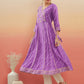 InWeave Women's Lilac Purple Lehriya Gota Work Angrakha Style Anarkali Kurta - Swadesiicart