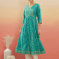 InWeave Women's Teal Lehriya Gota Work Angrakha Style Anarkali Kurta - Swadesiicart