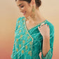 InWeave Women's Teal Lehriya Gota Work Angrakha Style Anarkali Kurta - Swadesiicart