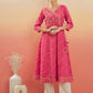 InWeave Women's Punch Pink Lehriya Gota Work Angrakha Style Anarkali Kurta - Swadesiicart