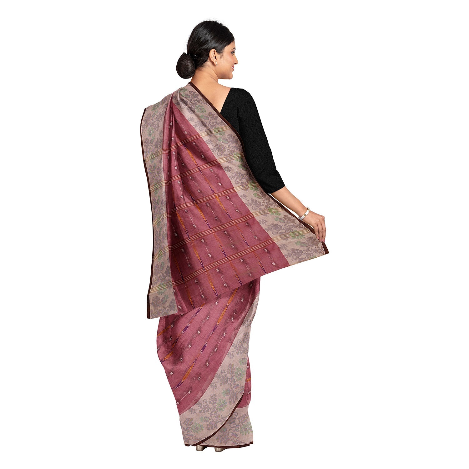 Exclusive Collection 100% Pure Cotton Mauve Tant Saree With Hand Weaving Work - Swadesiicart