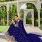 Anaita Navy Faux Georgette Plazzo Suit With Embroidery & Sequins Work