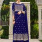 Anaita Navy Faux Georgette Plazzo Suit With Embroidery & Sequins Work