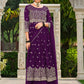 Anaita Purple Faux Georgette Plazzo Suit With Embroidery & Sequins Work