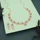 Tehzeeb Creations Gold-Polished Lavender Diamond Necklace With Earrings - Swadesiicart