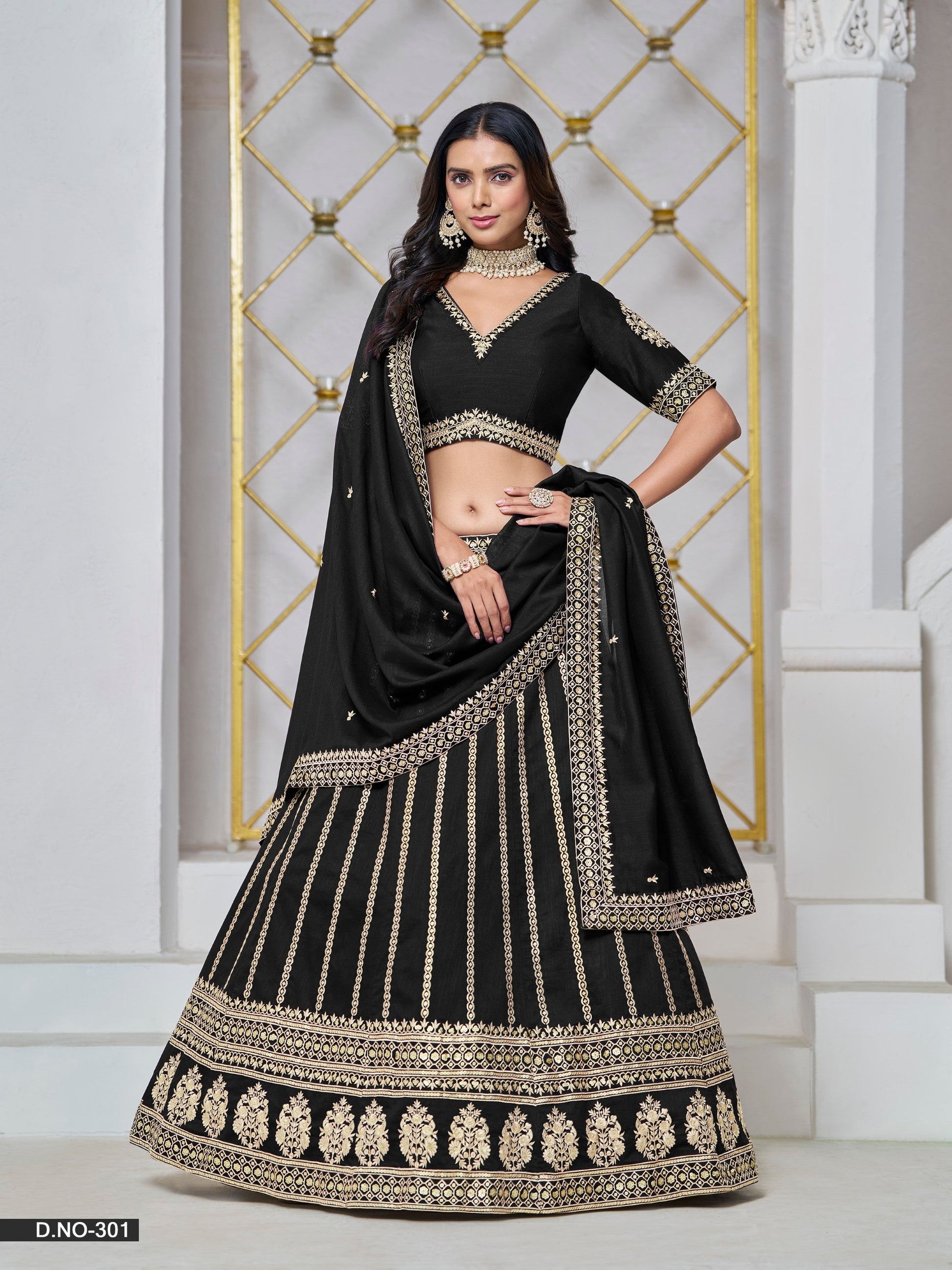 Anaita Black Embroidered Art Silk Designer Lehenga With Blouse