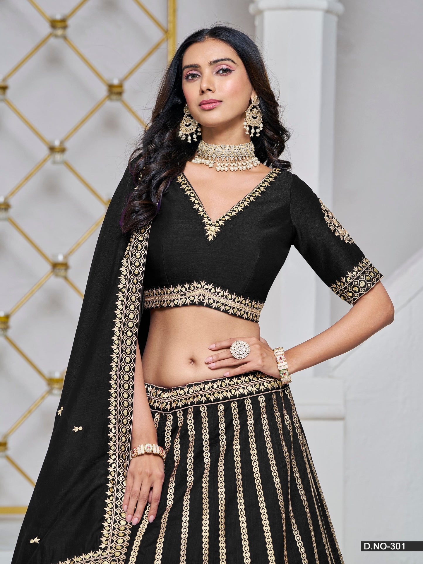 Anaita Black Embroidered Art Silk Designer Lehenga With Blouse