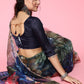 Tikhi Imli Navy Blue Saree with Zari border | Swadesiicart