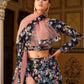 Anaita Black Silk Lehenga Choli With Floral Printed Work