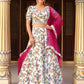 Anaita White Silk Lehenga Choli With Floral Printed Work