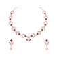 Tehzeeb Creations Gold-Polished Maroon Diamond Necklace With Earrings - Swadesiicart