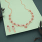 Tehzeeb Creations Gold-Polished Maroon Diamond Necklace With Earrings - Swadesiicart