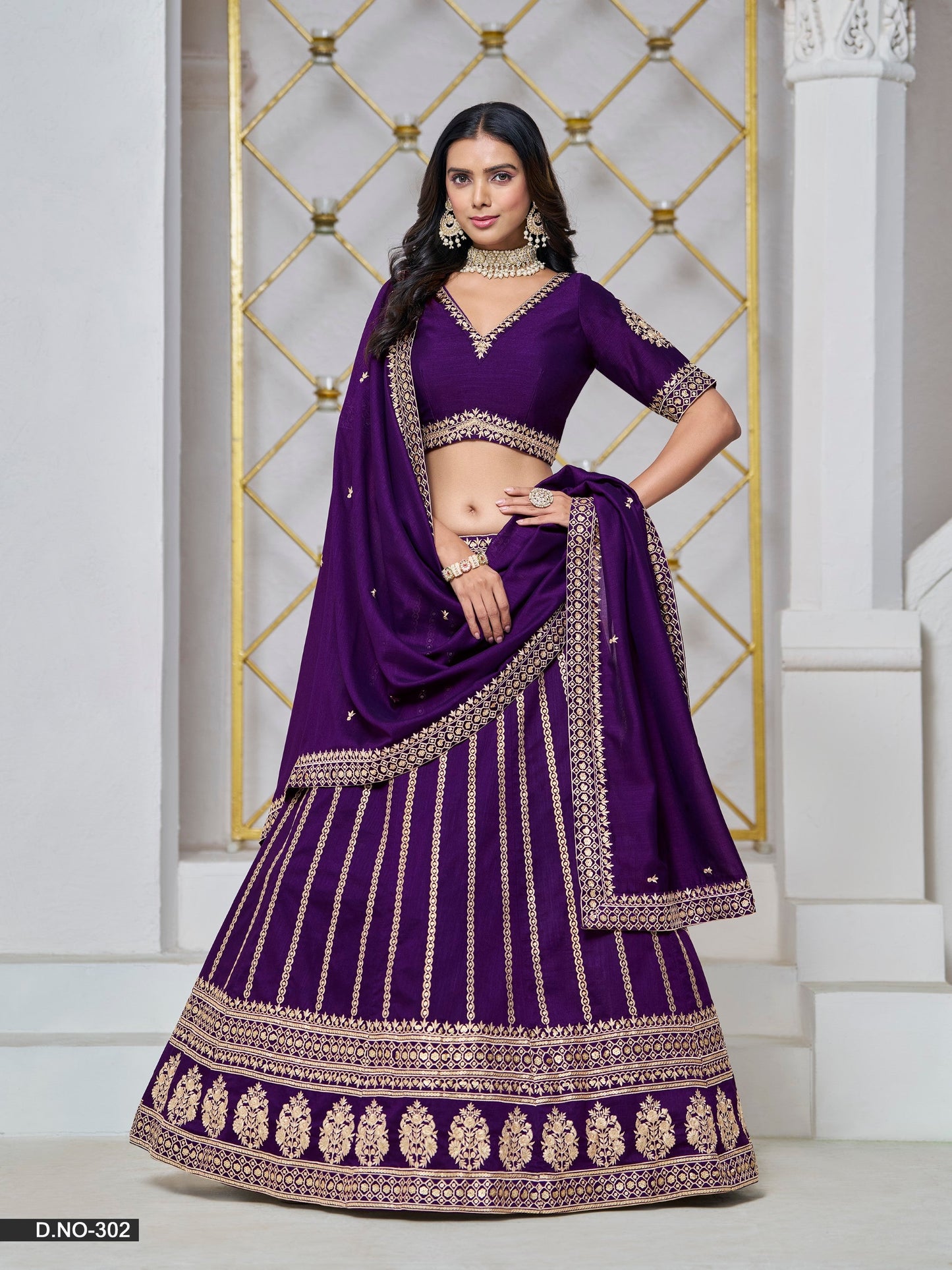 Anaita Purple Embroidered Art Silk Designer Lehenga With Blouse