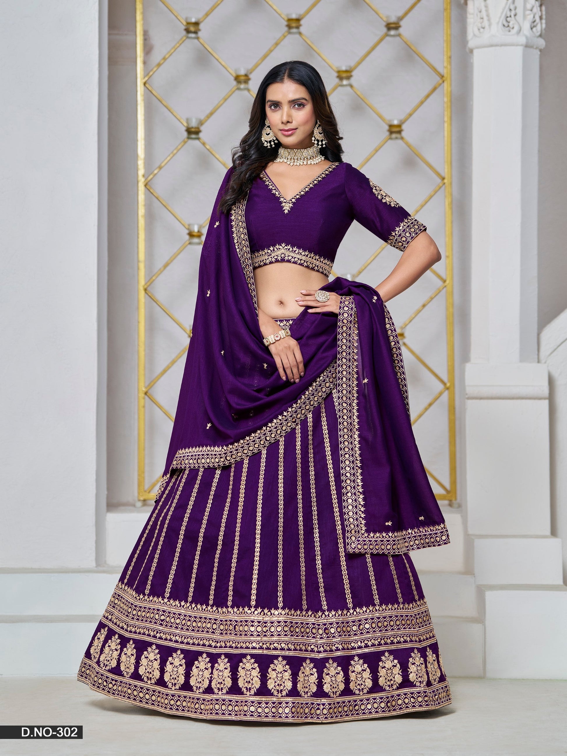 Anaita Purple Embroidered Art Silk Designer Lehenga With Blouse