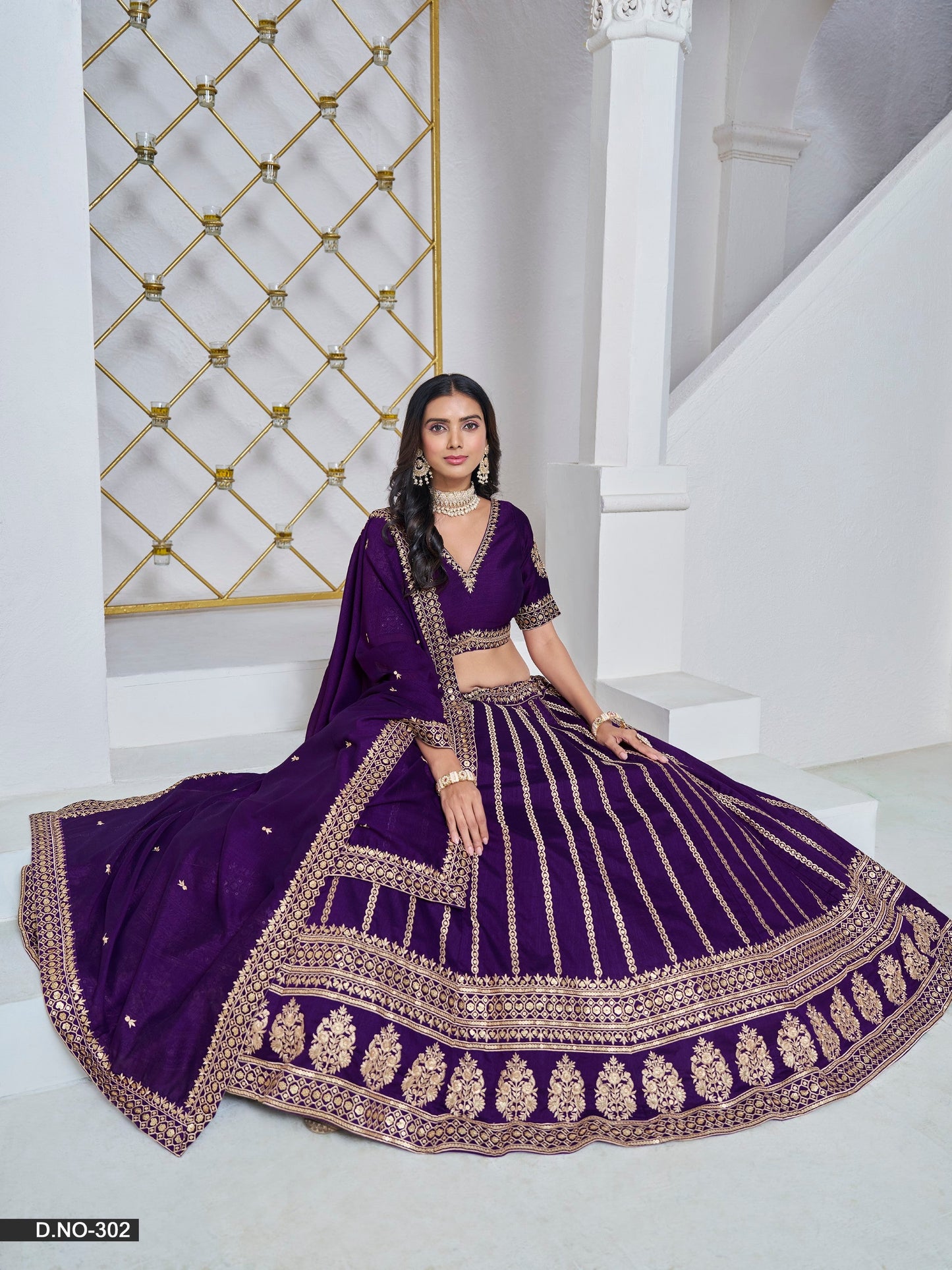 Anaita Purple Embroidered Art Silk Designer Lehenga With Blouse