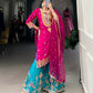 Lorenvalley Pink Lightweight Moonga Silk Sequins and Thread Embroidery Work Palazzo Set | Swadesiicart