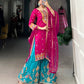 Lorenvalley Pink Lightweight Moonga Silk Sequins and Thread Embroidery Work Palazzo Set | Swadesiicart