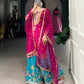 Lorenvalley Pink Lightweight Moonga Silk Sequins and Thread Embroidery Work Palazzo Set | Swadesiicart