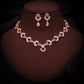 Tehzeeb Creations Gold-Polished Pink Diamond Necklace With Earrings - Swadesiicart