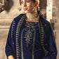 Jyoti Fashion Women's Navy Blue Velvet Floral Resham Thread with Jari work Kurta with Trouser & Dupatta | Swadesiicart