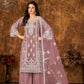 Anaita Purple Embroidered Net Plazzo Suit