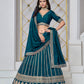 Anaita Teal Embroidered Art Silk Designer Lehenga With Blouse
