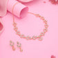 Tehzeeb Creations Gold-Polished White Diamond Necklace With Earrings - Swadesiicart