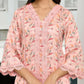 Vaasva Women's Peach Cotton Printed Kurta Pant Set | Swadesiicart
