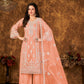 Anaita Orange Embroidered Net Plazzo Suit