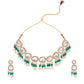 Tehzeeb Creations Gold-Polished Kundan Green Colour Necklace With Earrings - Swadesiicart