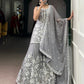 Lorenvalley Fashion Star Georgette Sequins and Thread Embroidery Work Kurta Palazzo Set - Swadesiicart