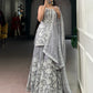 Lorenvalley Fashion Star Georgette Sequins and Thread Embroidery Work Kurta Palazzo Set - Swadesiicart
