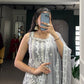 Lorenvalley Fashion Star Georgette Sequins and Thread Embroidery Work Kurta Palazzo Set - Swadesiicart