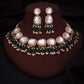 Tehzeeb Creations Gold-Polished Kundan Green Colour Necklace With Earrings - Swadesiicart