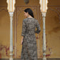 Juniper Women`s Black Rayon Staple Embroidered & Printed A-Line Kurta Sets | Swadesiicart