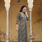 Juniper Women`s Black Rayon Staple Embroidered & Printed A-Line Kurta Sets | Swadesiicart