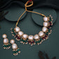Tehzeeb Creations Gold-Polished Kundan Green & Maroon Colour Necklace With Earrings - Swadesiicart