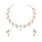 Tehzeeb Creations Brass Rose Gold-Polished Green Colour Necklace With Earrings - Swadesiicart