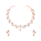 Tehzeeb Creations Brass Rose Gold-Polished Lavender Colour Necklace With Earrings - Swadesiicart