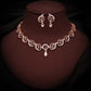 Tehzeeb Creations Brass Rose Gold-Polished Lavender Colour Necklace With Earrings - Swadesiicart