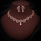 Tehzeeb Creations Brass Rose Gold-Polished Maroon Colour Necklace With Earrings - Swadesiicart
