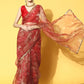 Tikhi Imli Red Floral Sequinned Organza Saree | Swadesiicart