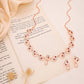 Tehzeeb Creations Brass Rose Gold-Polished Maroon Colour Necklace With Earrings - Swadesiicart