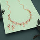 Tehzeeb Creations Brass Rose Gold-Polished Maroon Colour Necklace With Earrings - Swadesiicart
