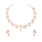 Tehzeeb Creations Brass Rose Gold-Polished Pink Colour Necklace With Earrings - Swadesiicart