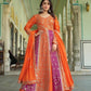 Anaita Orange Silk Anarkali Suit With Embroidery & Sequins Work