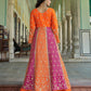 Anaita Orange Silk Anarkali Suit With Embroidery & Sequins Work
