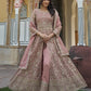 Anaita Peach Silk Anarkali Suit With Embroidery & Sequins Work